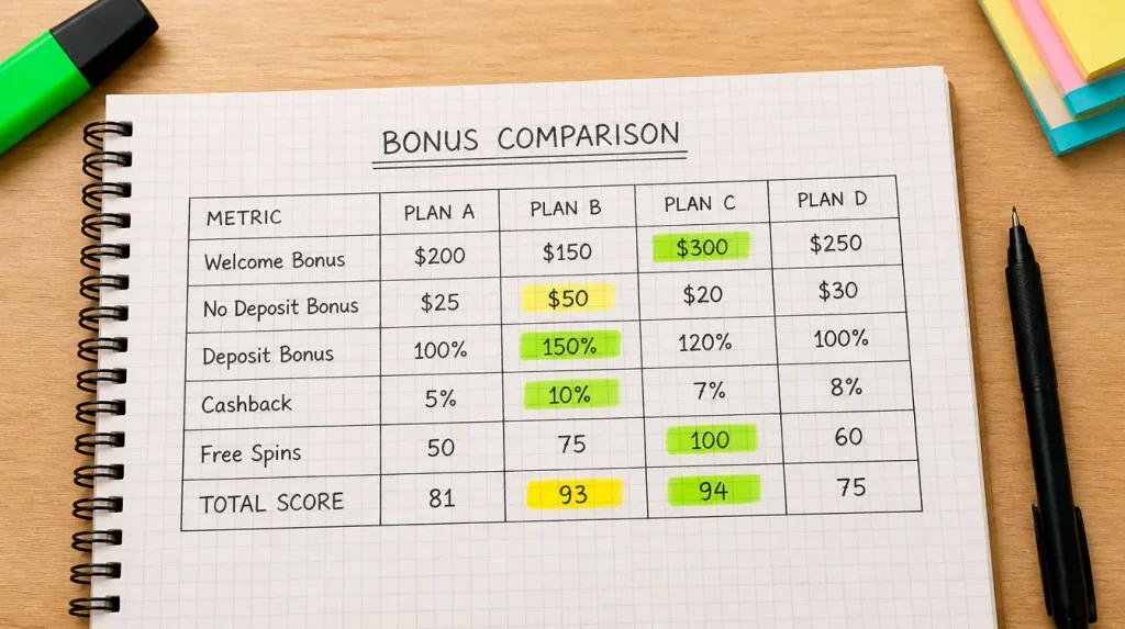 Welcome bonus comparison across Chumba Casino alternative platforms