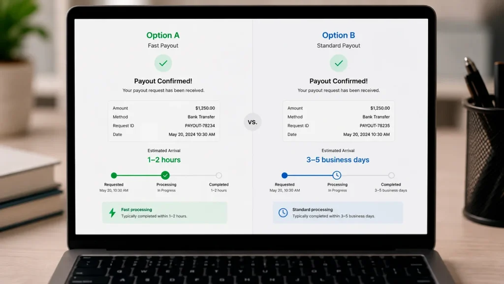 Payout speed comparison between cryptocurrency and traditional ACH methods