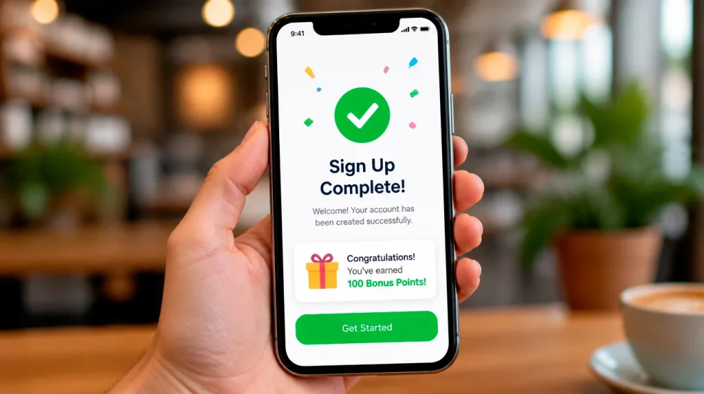 Sweepstakes casino registration screen showing free Sweeps Coins at signup