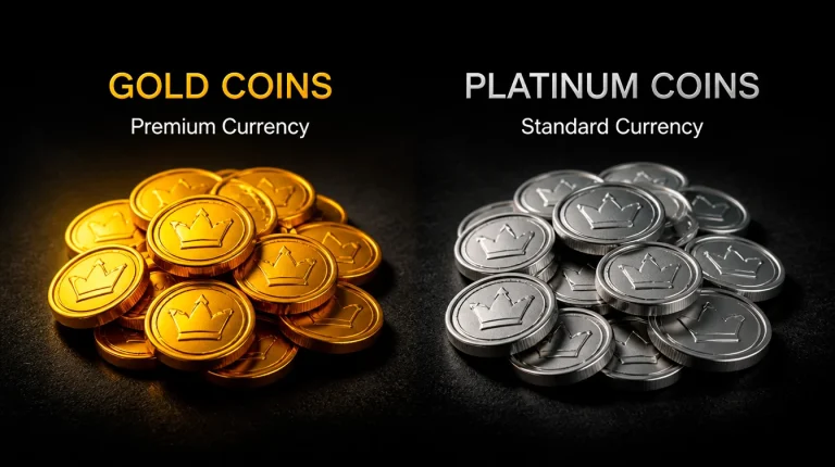 Side-by-side comparison of Gold Coins and Sweeps Coins dual currency system