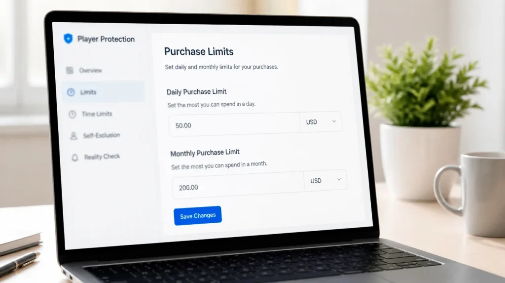 Daily and monthly purchase limit settings for sweepstakes casino accounts