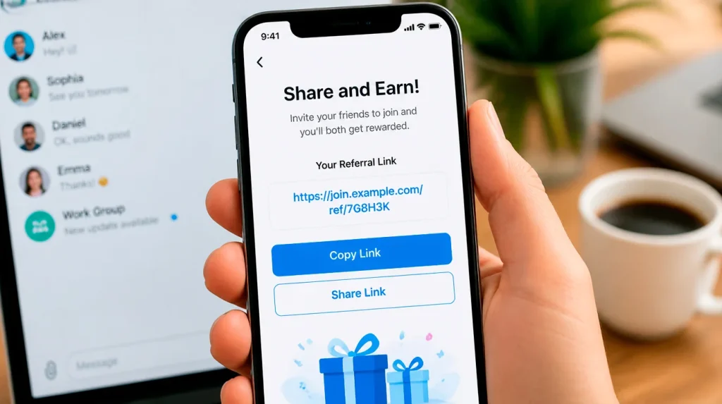 Personal referral invite link sharing at sweepstakes casino