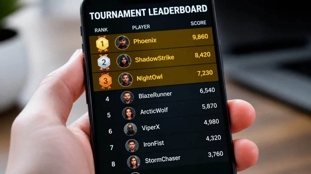 Slot tournament live leaderboard tracking player rankings and scores