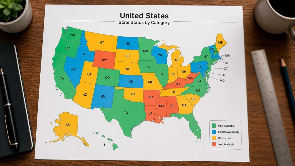 US map showing state tax obligations for sweepstakes casino redemptions