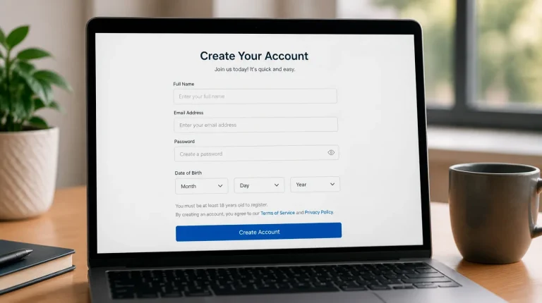 Age verification screen during sweepstakes casino registration process