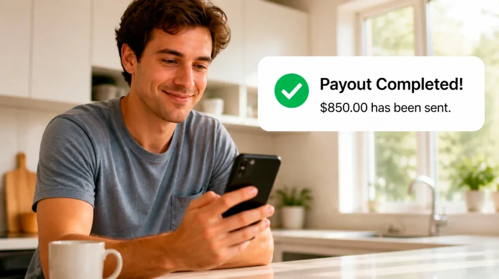 Fast payout timer showing verified same-day withdrawal at sweepstakes casino