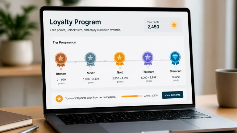 Loyalty tier progression system with rewards at sweepstakes casino platform