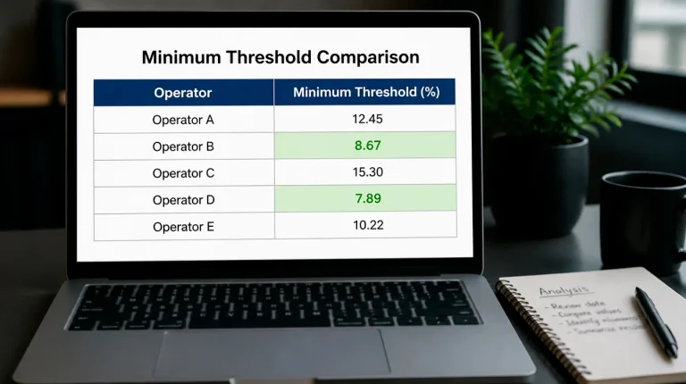 Redemption threshold comparison chart for sweepstakes casino operators