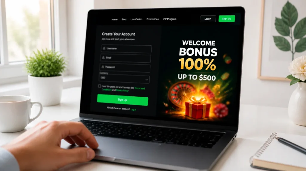 Free Sweeps Coins signup offers at sweepstakes casino registration screens